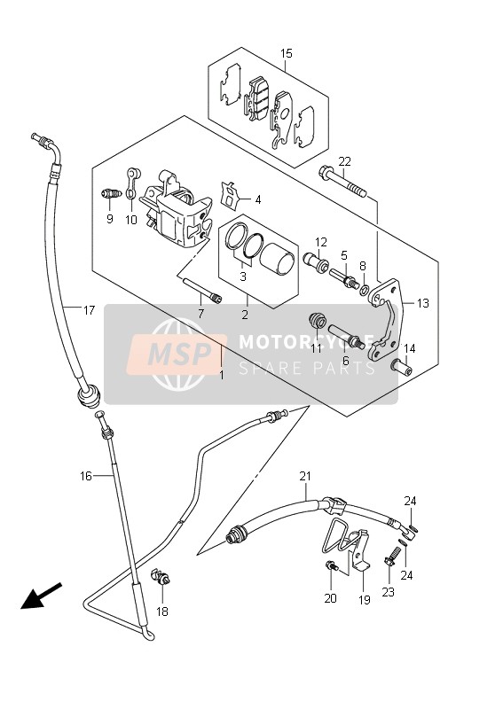 Suzuki UX150 SIXTEEN 2010 Pinza posteriore per un 2010 Suzuki UX150 SIXTEEN